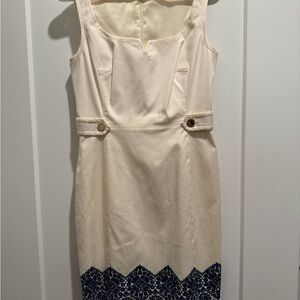 Elegant Ivory and Navy Dress